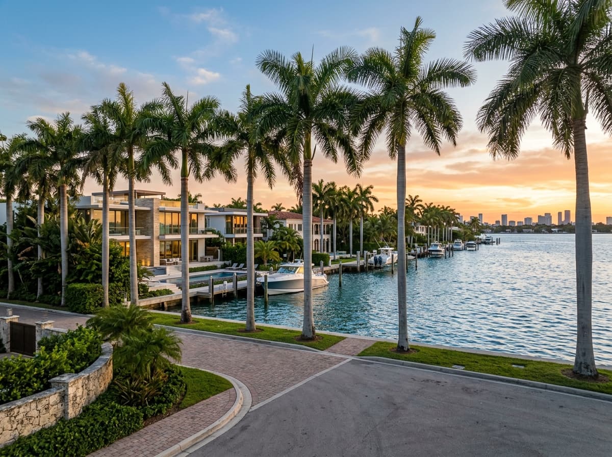Residential streetscape in Miami, Florida