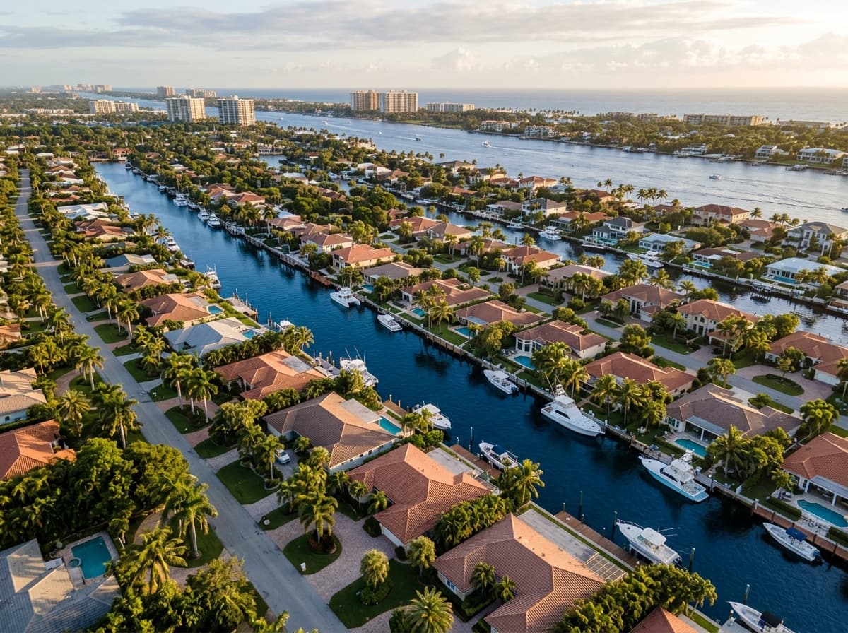 Residential streetscape in Pompano Beach, Florida