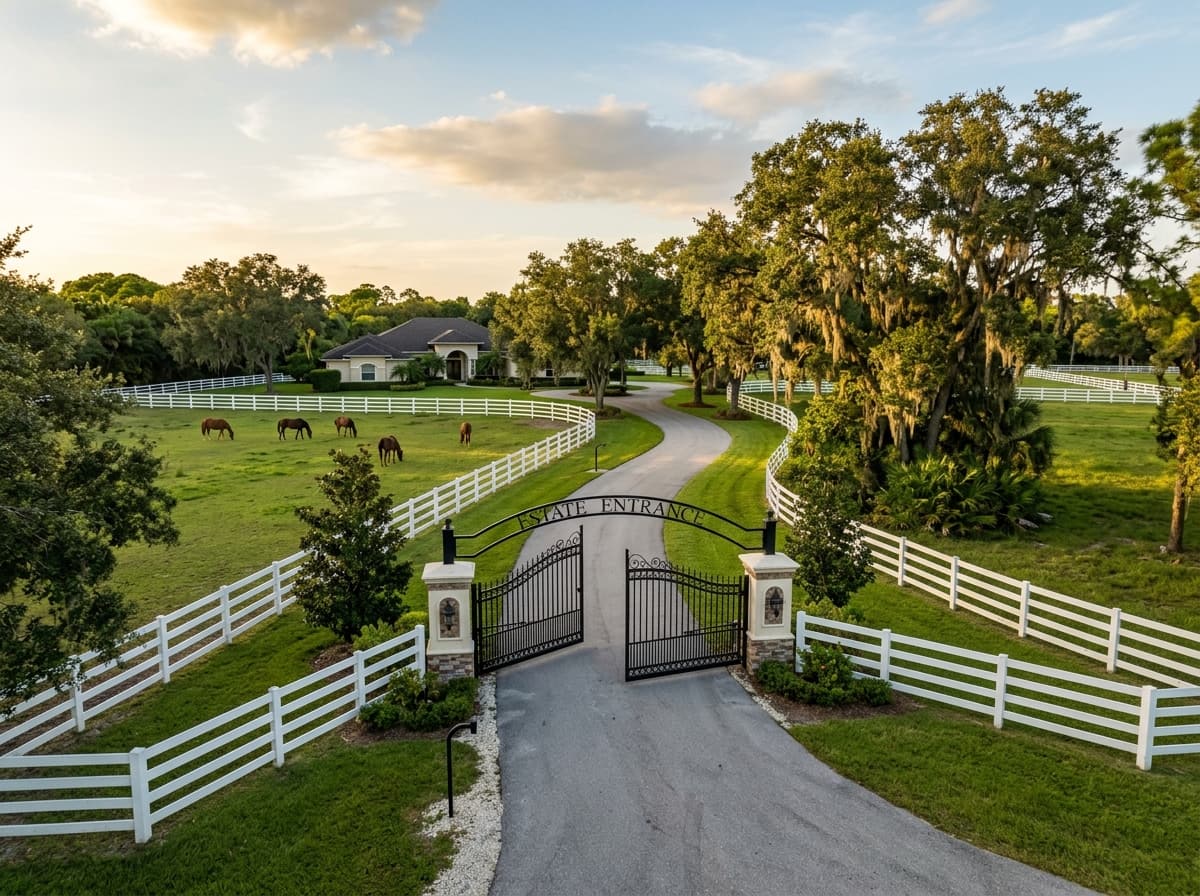 Residential streetscape in Southwest Ranches, Florida
