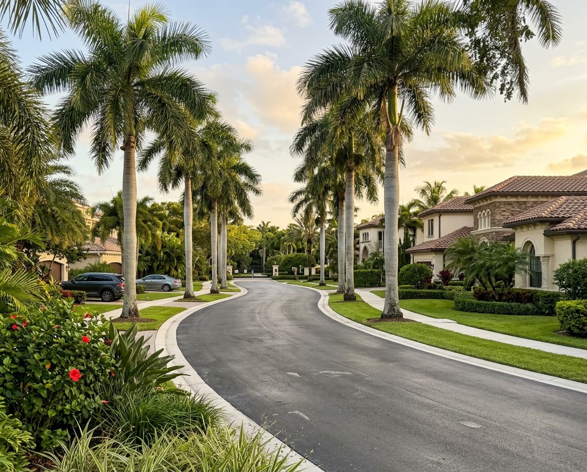 Master-planned community street in Weston, Florida