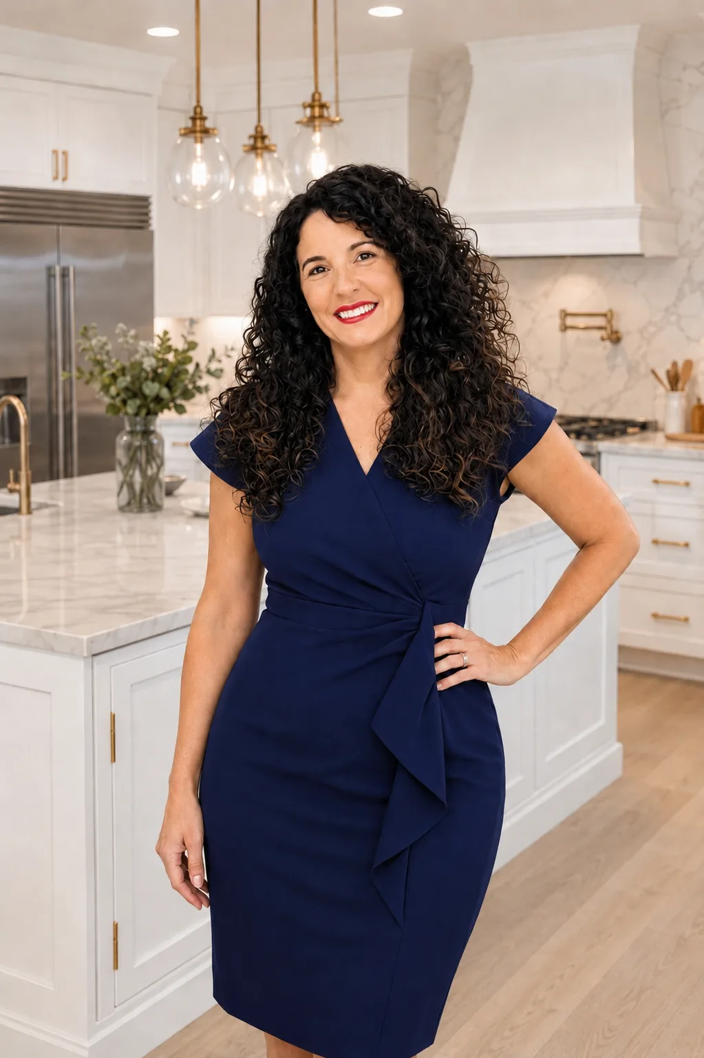 Mary Gallo, Broker Associate at Canvas Real Estate, in a bright South Florida kitchen